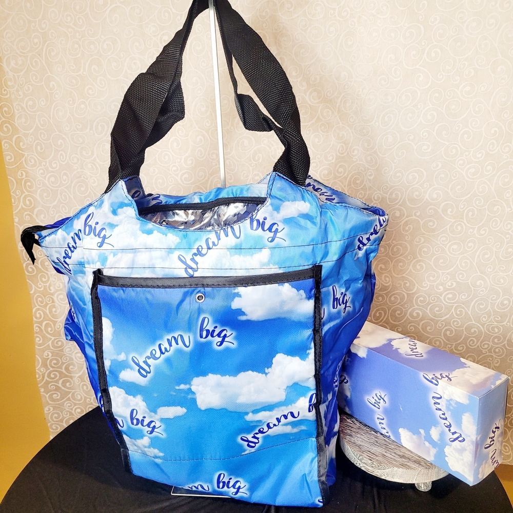 Blue Cloud Print Cosmetic Bag